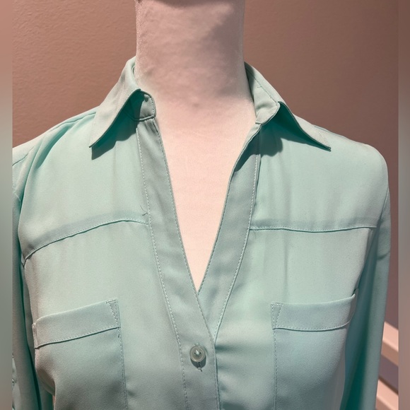Express Portofino Shirt with Convertible Sleeves, green, XS - Picture 5 of 7